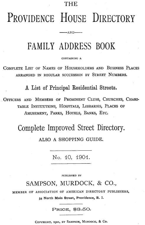 Rhode Island 1901 city directory